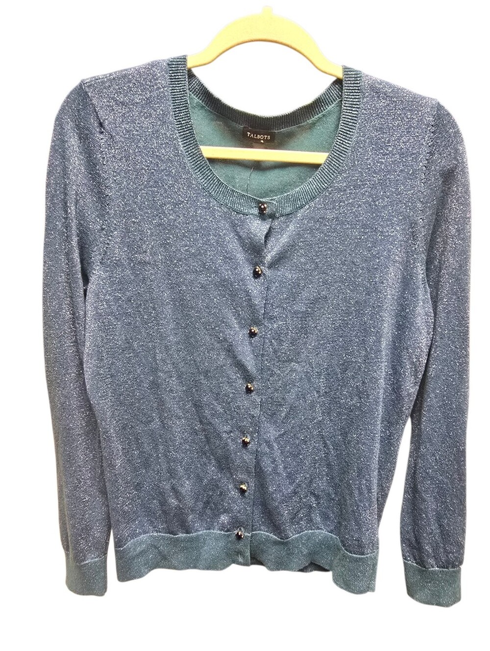 Talbots Wmns Sz. L Cardigan Sweater Blue/Green Sparkle Embellished Sweater NWT